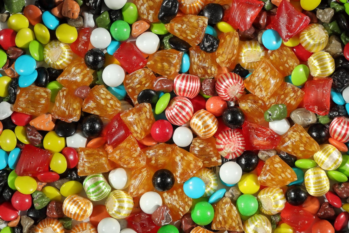 Assortment of colorful candies and sweets