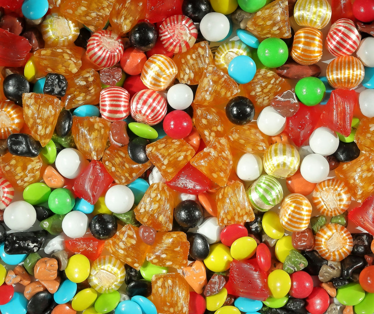 A colorful assortment of various candies and sweets.