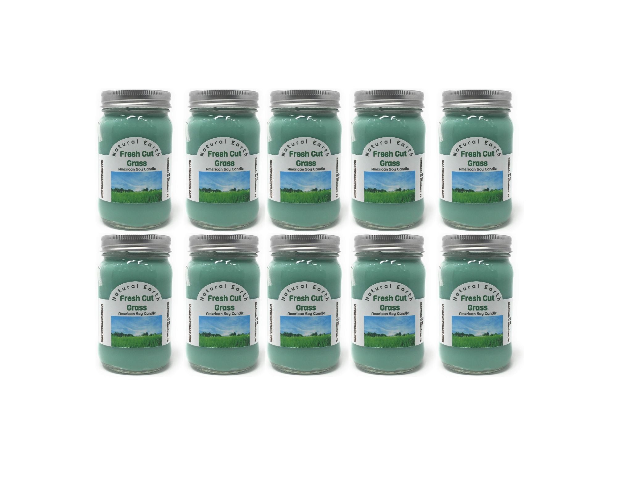 Fresh Cut Grass Soy Candle | 16 oz. Hand-Poured Mason Jar