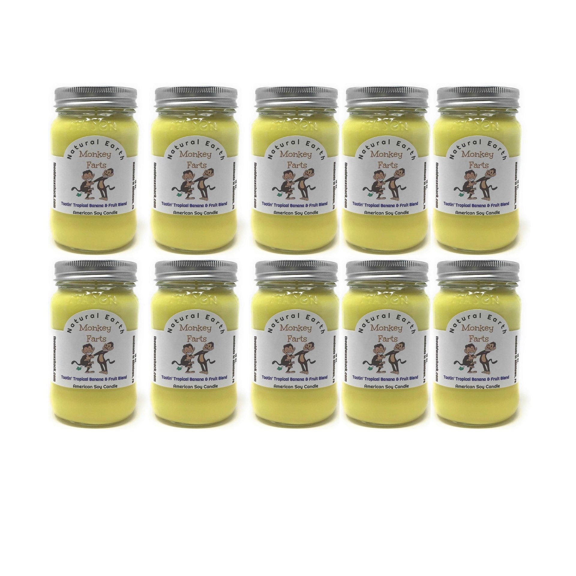 Monkey Farts Soy Candle | Tootin' Tropical Banana & Fruit Blend 16 Oz.