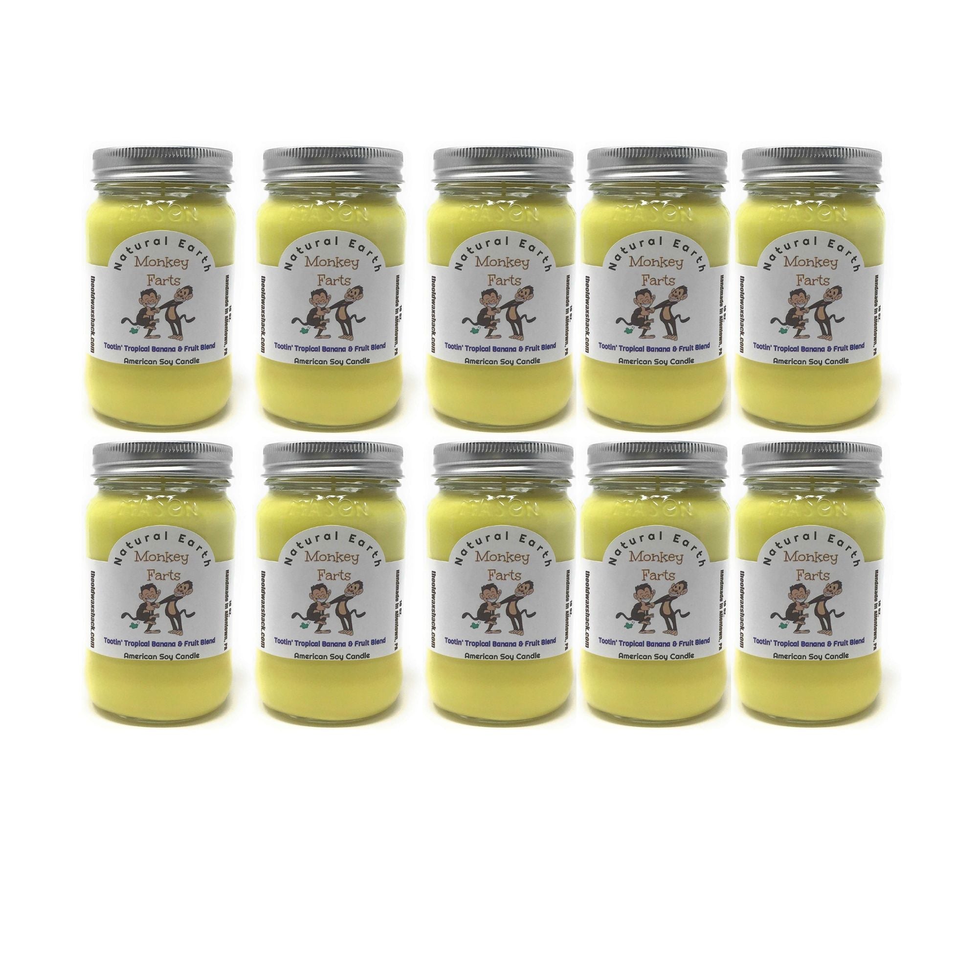 Monkey Farts Soy Candle | Tootin' Tropical Banana & Fruit Blend 16 Oz.