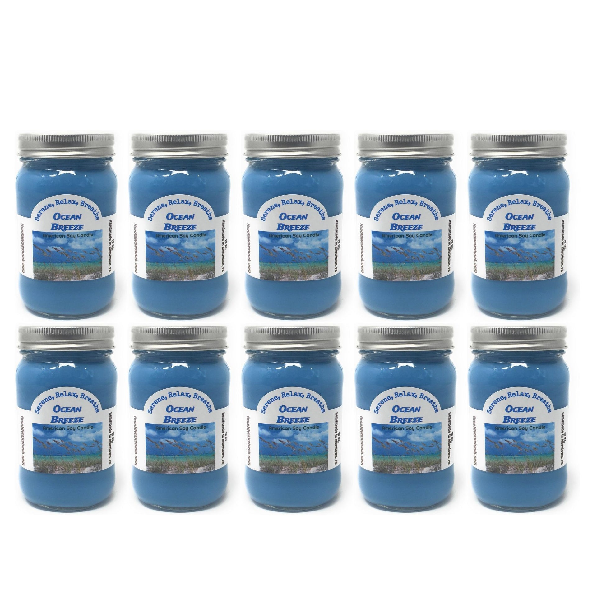 Ocean Breeze Soy Candle | Serene, Relax, Breathe 16 Oz. Mason Jar