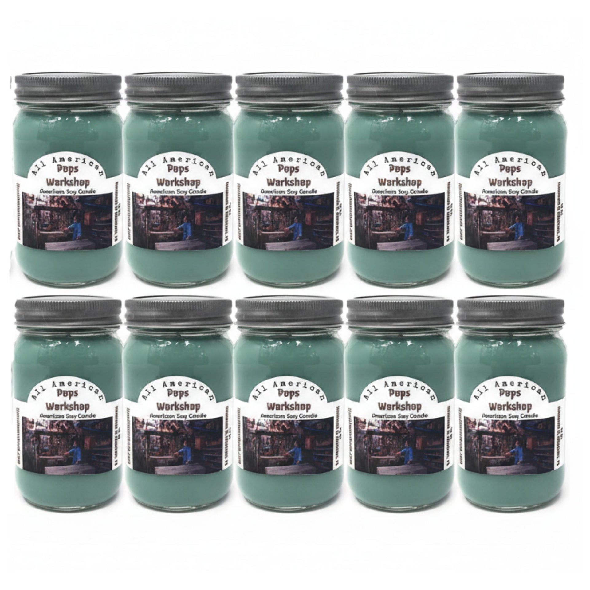 Pops Workshop Soy Candle | Fresh Cut Wood Scent 16 Oz. Mason Jar