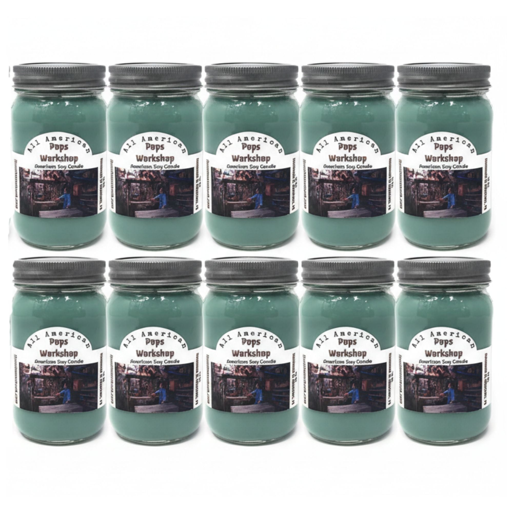 Pops Workshop Soy Candle | Fresh Cut Wood Scent 16 Oz. Mason Jar