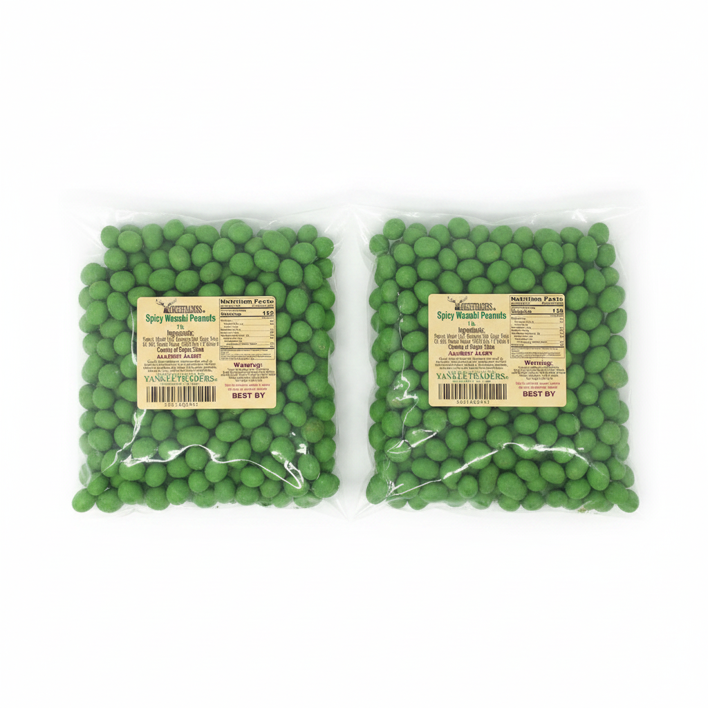 2 Bags Wasabi Peanuts White Background