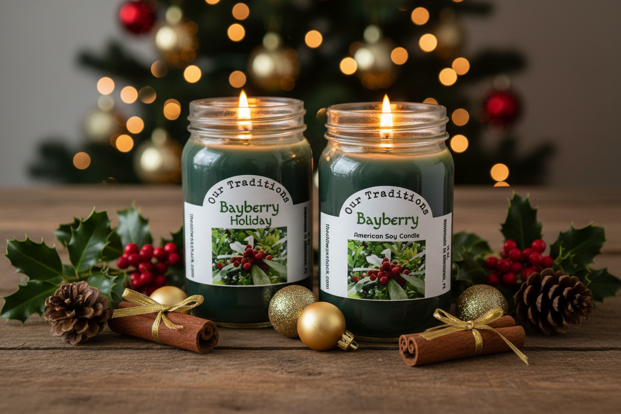 2 Bayberry Holiday Soy Candles