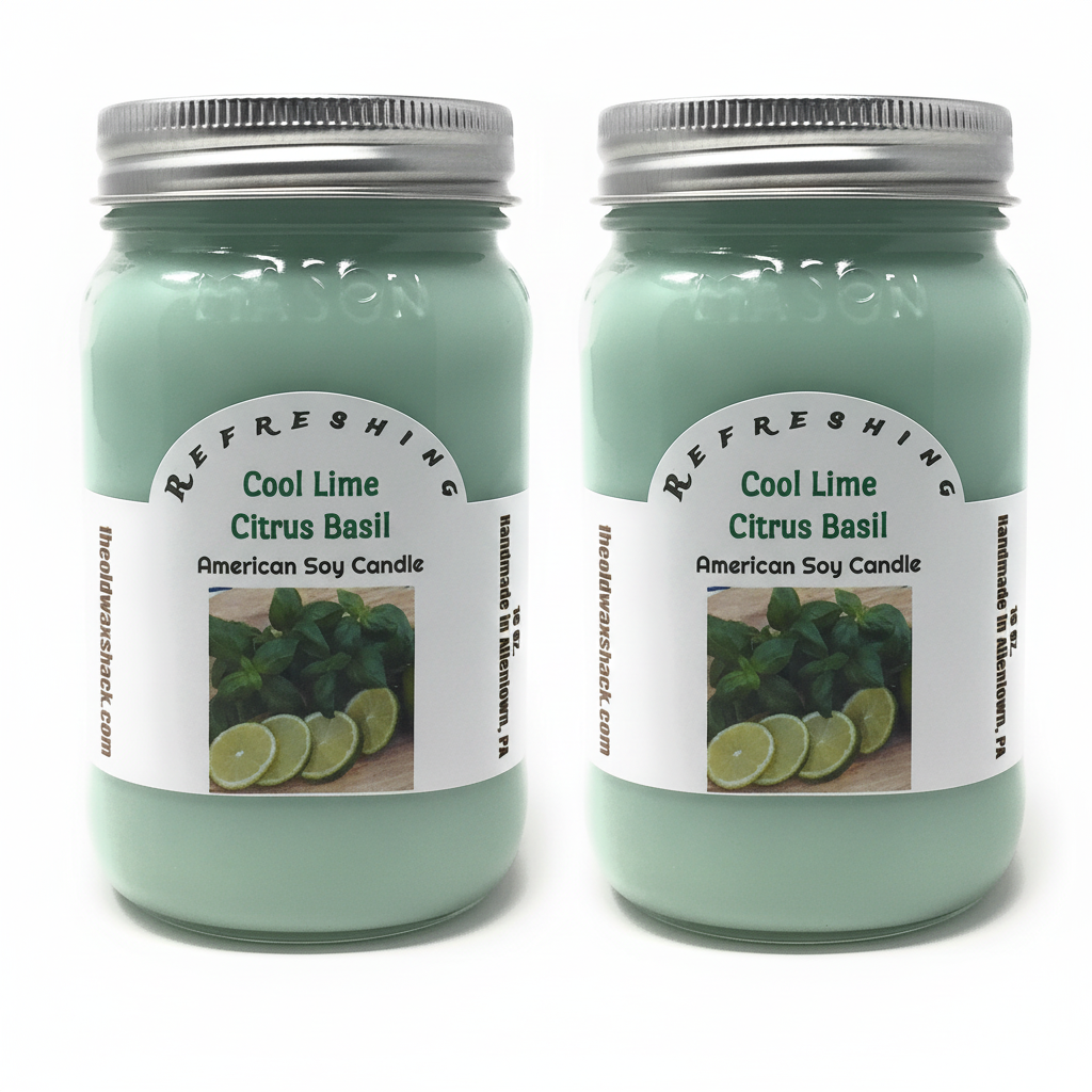 2 Cool Lime Citrus Basil Candles