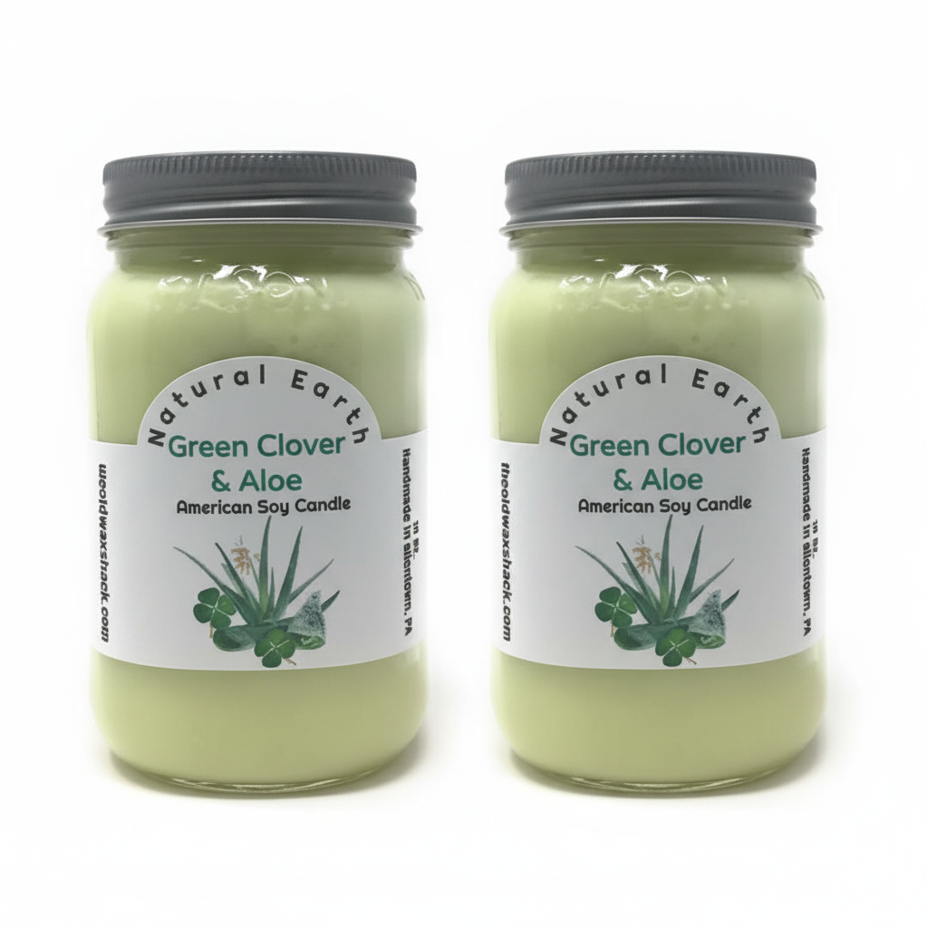 2 Green Clover & Aloe Candles