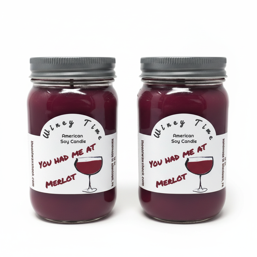 2 Merlot Candles White Background