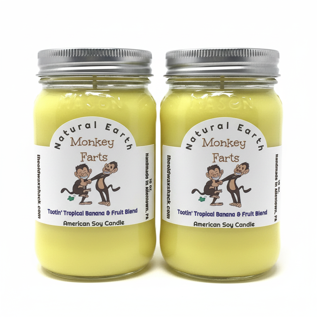 2 Monkey Farts Candles White Background