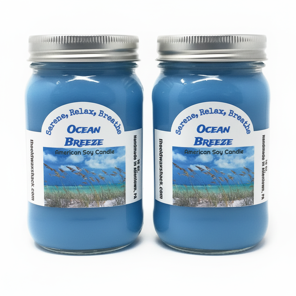 2 Ocean Breeze Candles White Background