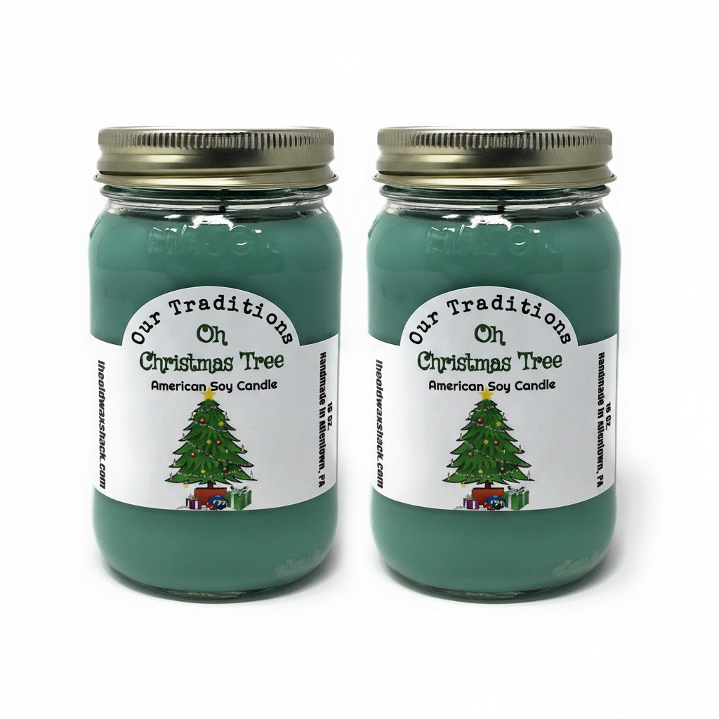 2 Oh Christmas Tree Candles White Background