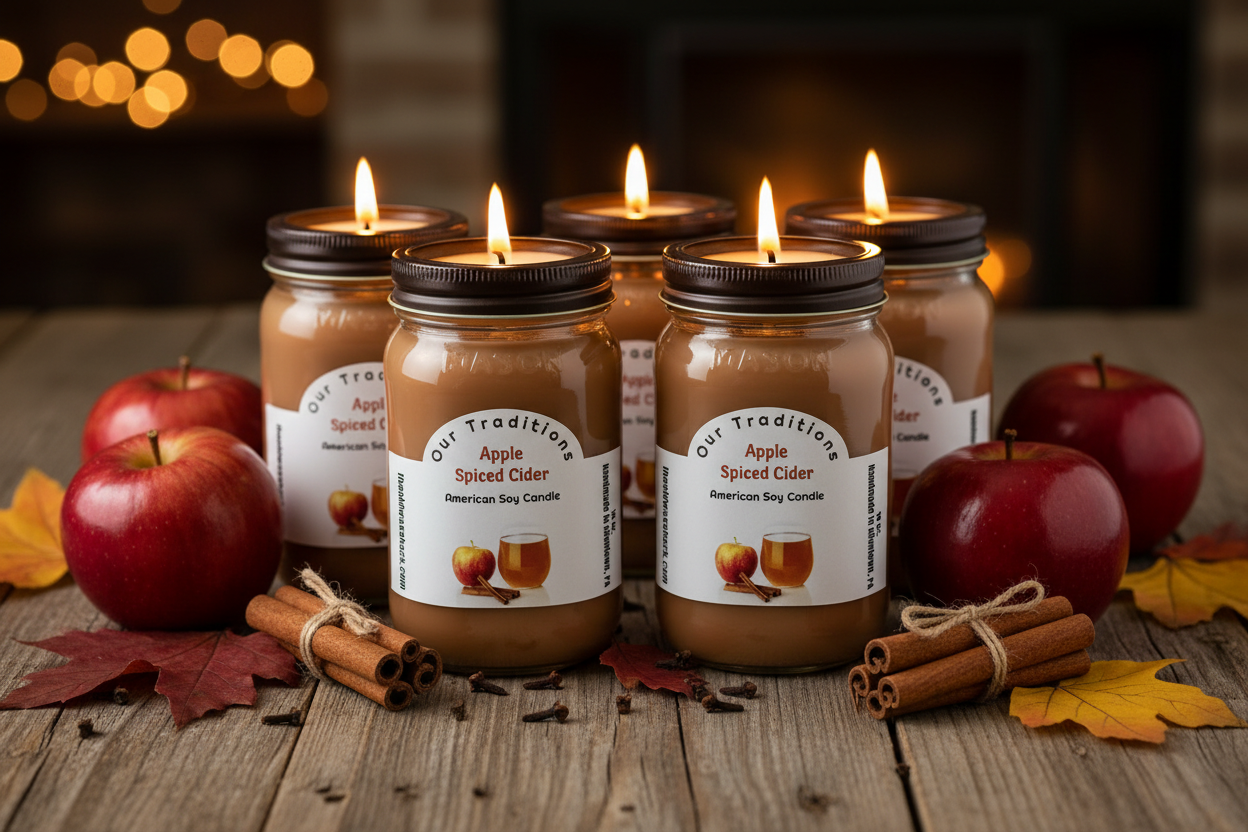 4 Apple Spiced Cider Soy Candles