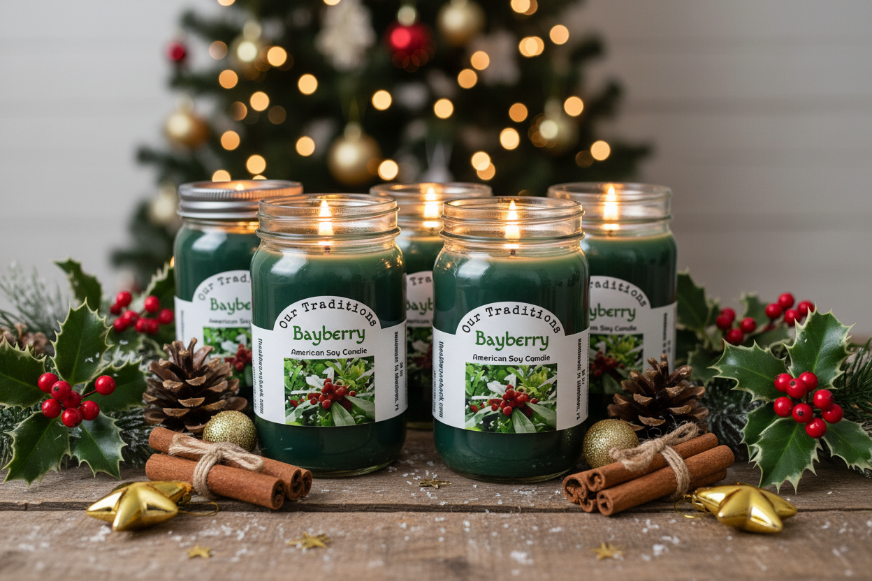 4 Bayberry Holiday Soy Candles