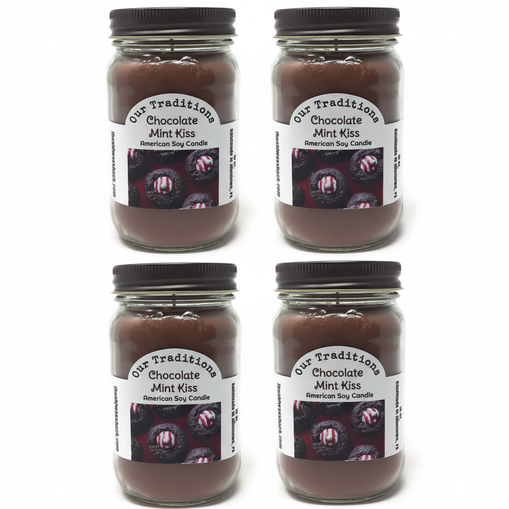 4 Chocolate Mint Kiss Candles - White Background