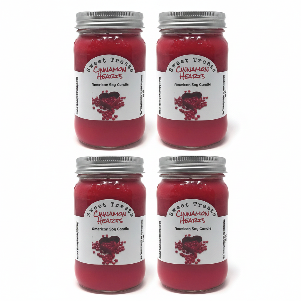 4 Cinnamon Hearts Candles - White Background