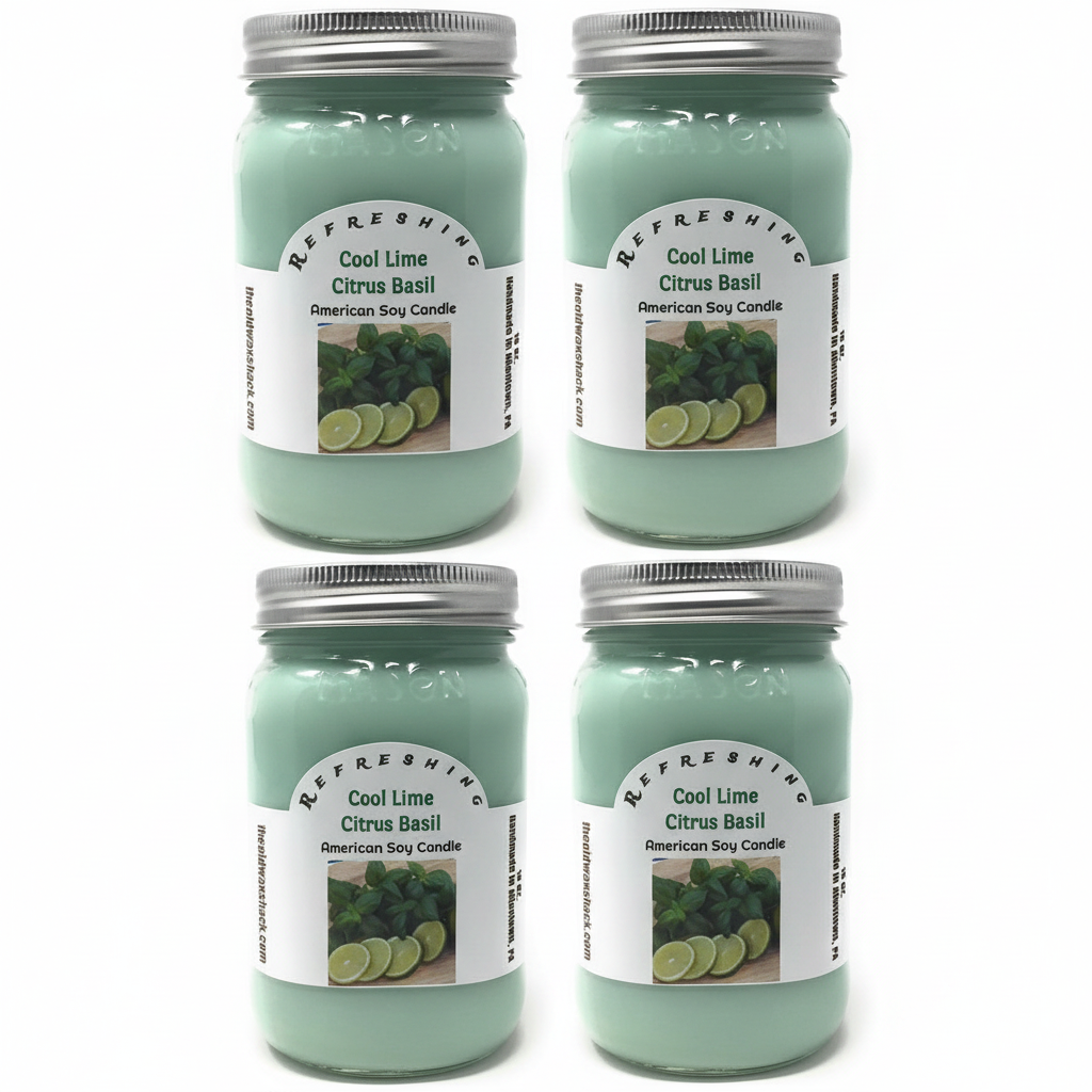 4 Cool Lime Citrus Basil Candles