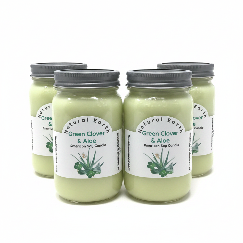 4 Green Clover & Aloe Candles