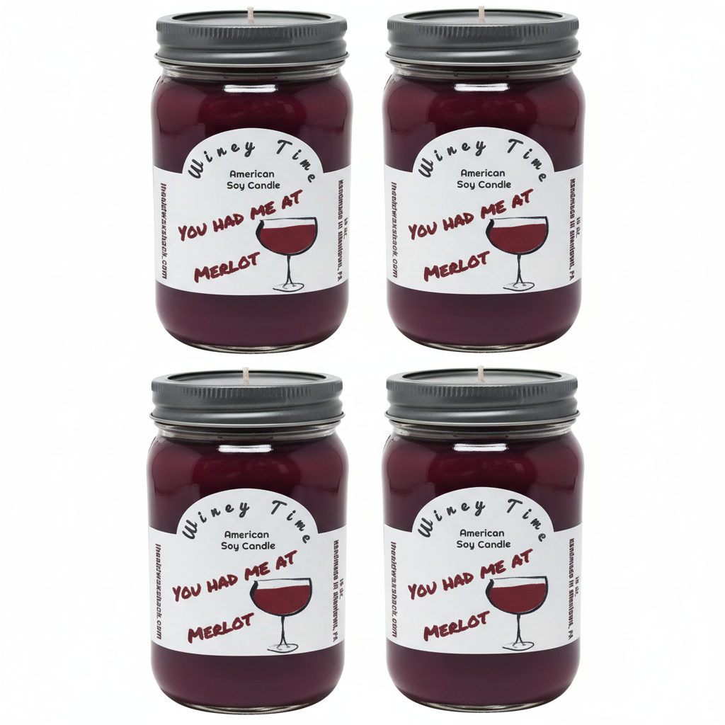 4 Merlot Candles White Background