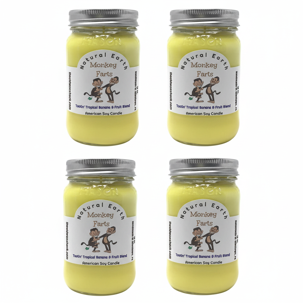 4 Monkey Farts Candles White Background