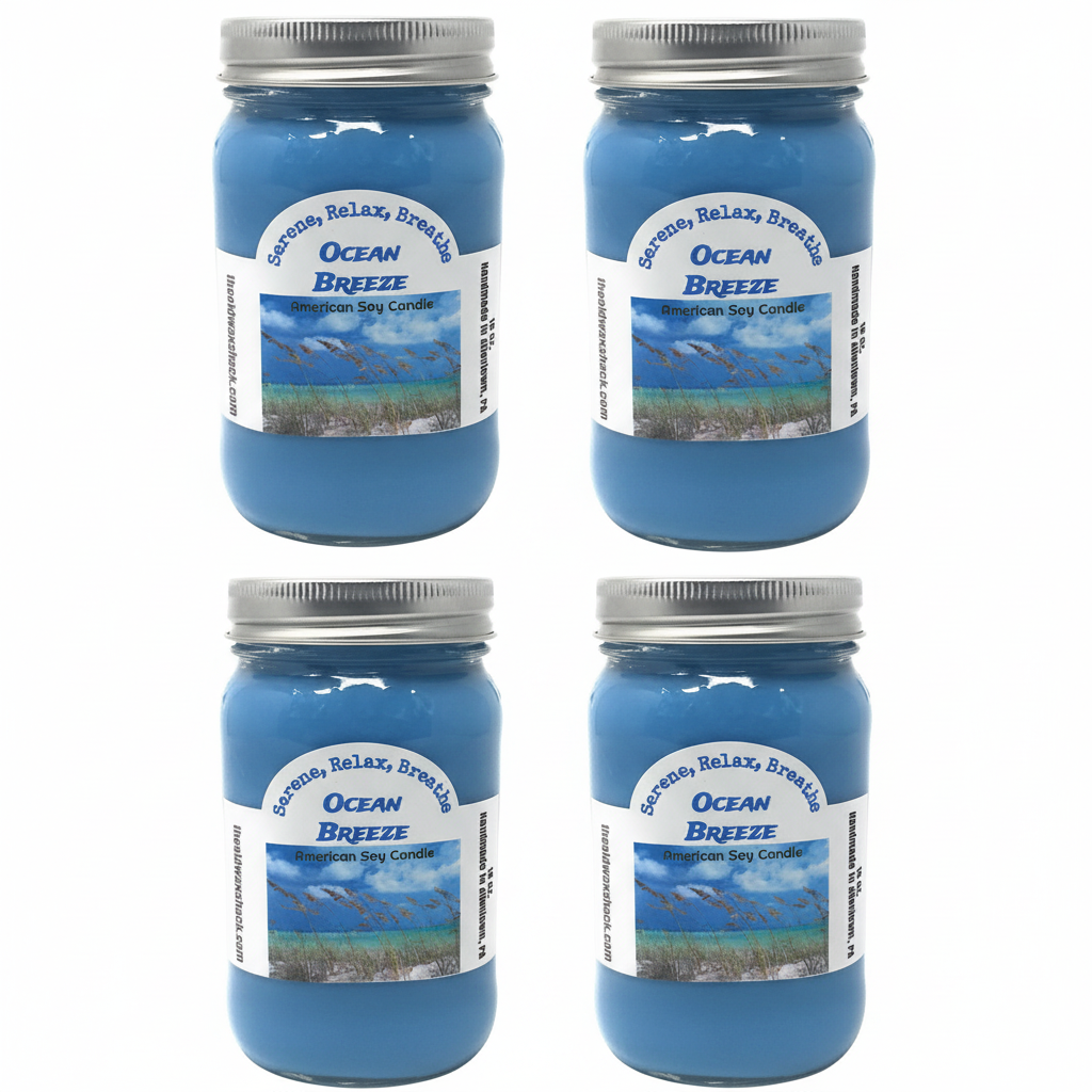 4 Ocean Breeze Candles White Background
