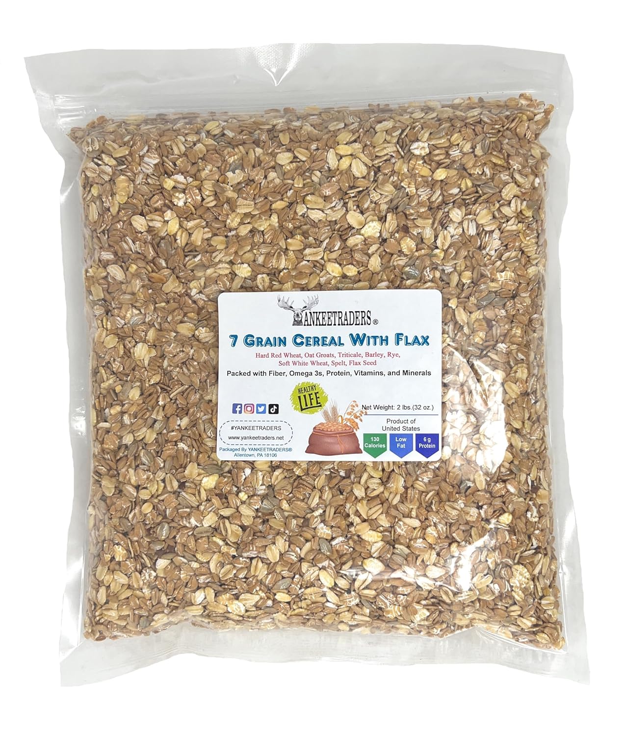 Bag of 7 Grain Cereal with Flax from YANKEETRADERS, featuring a label on a white background.