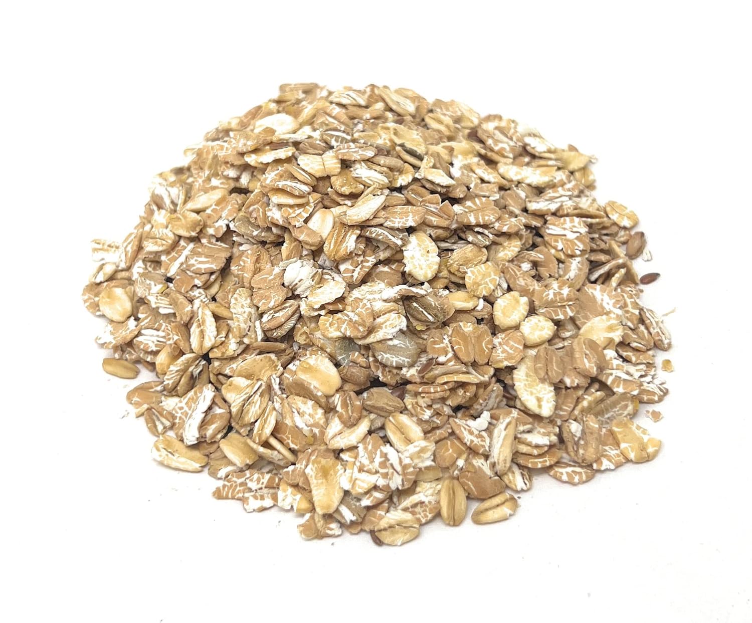 Pile of 7 Grains cereal mix on a white background