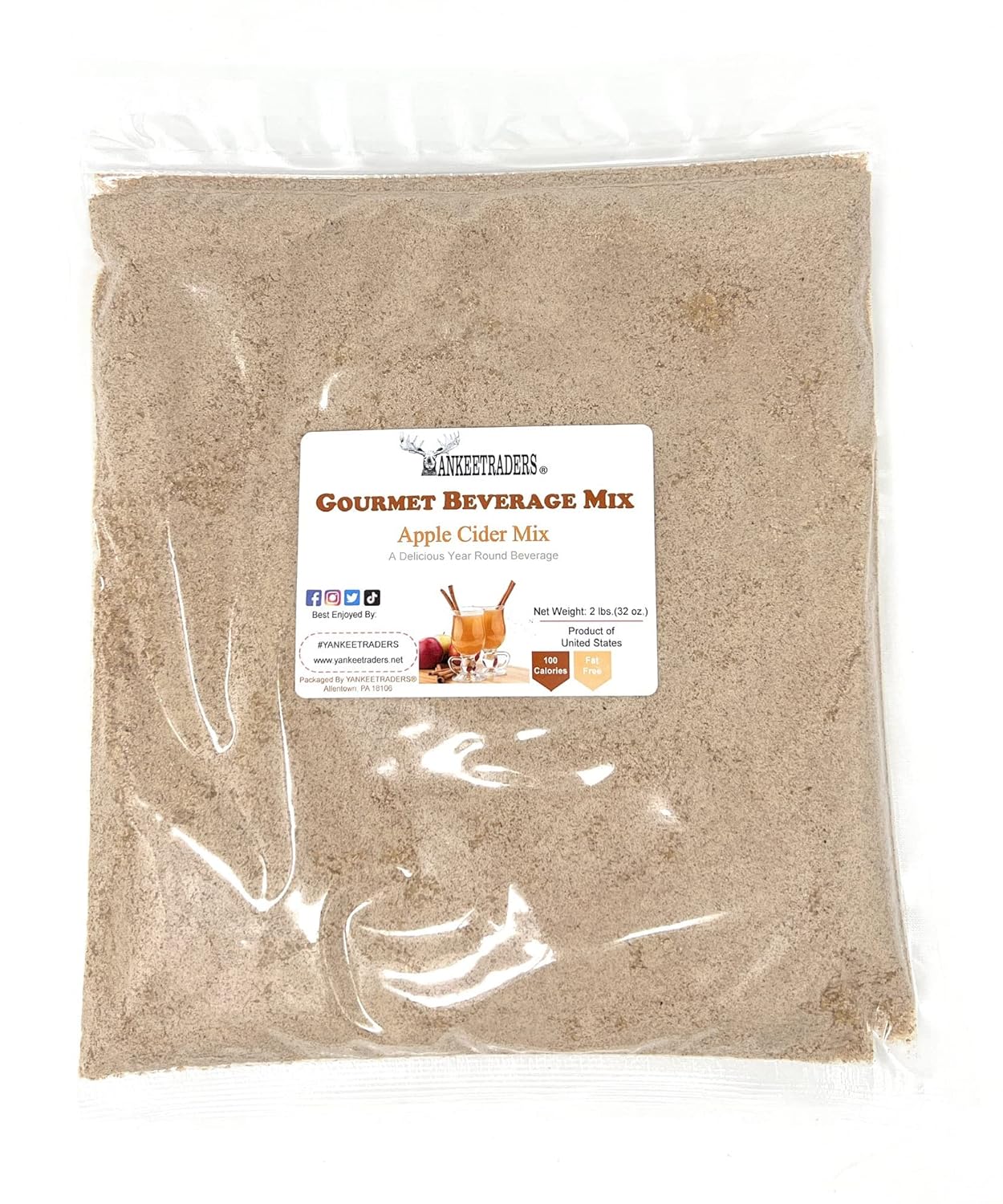 Package of Gourmet  Apple Cider Beverage Mix with a label on a white background