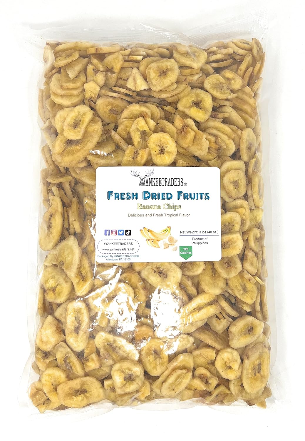 Dried Banana Chips - Premium Sweetened Fruit Snack, 3 lbs