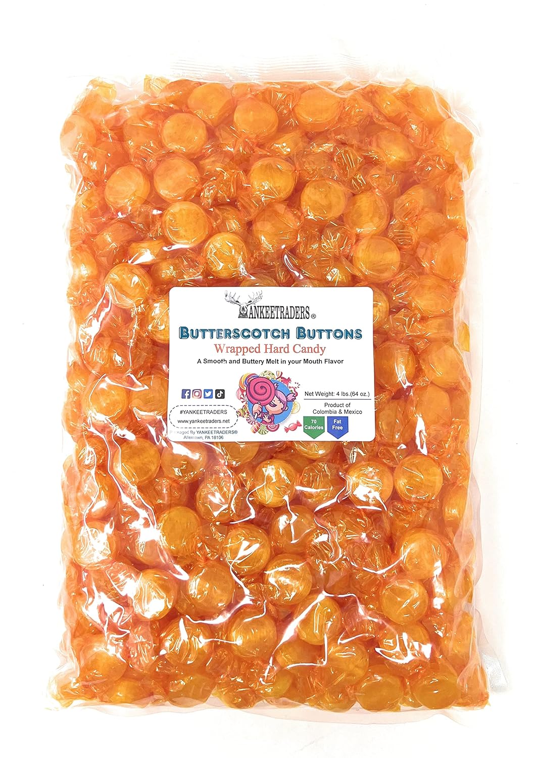 Butterscotch Buttons, Wrapped Hard Candy