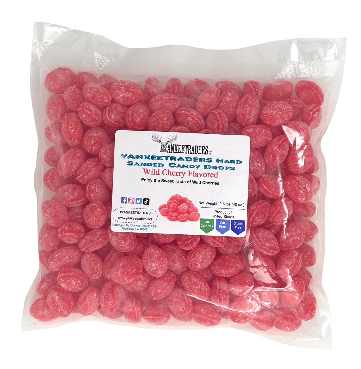 Sanded Wild Cherry Hard Candy Drops