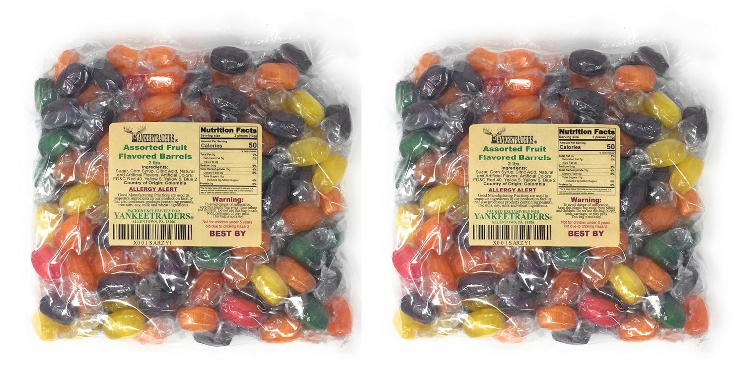 Assorted Fruit Barrels Hard Candy | Individually Wrapped | Bulk 2, 4 & 20 lb