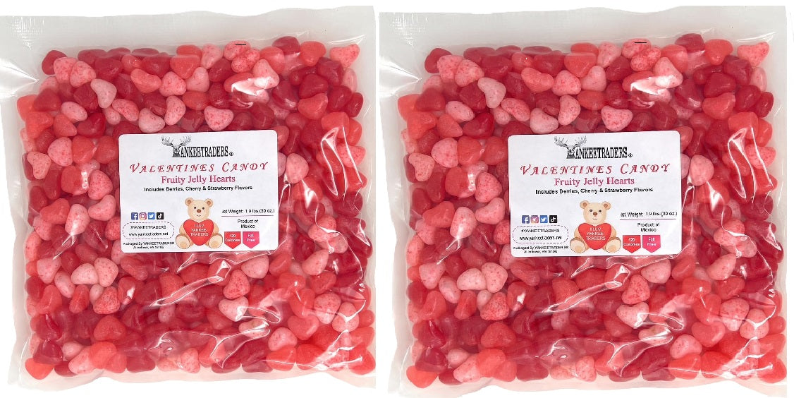 Fruity Jelly Hearts - Strawberry Cherry Red Fruit Valentine Candy Bulk