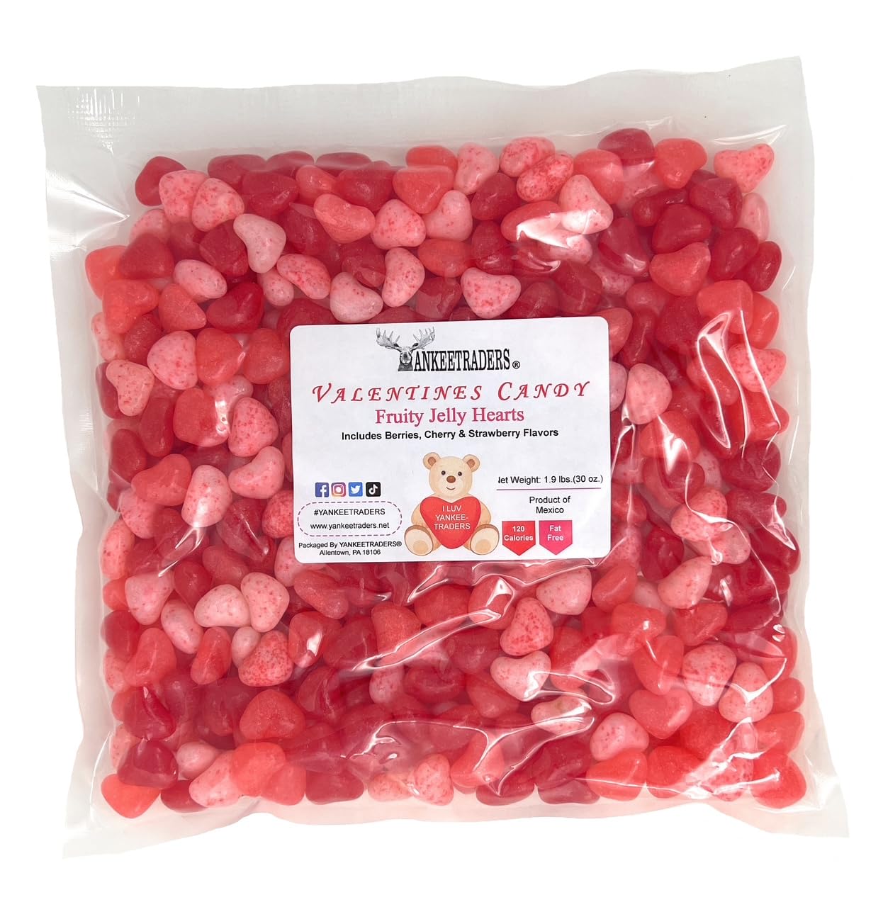 Fruity Jelly Hearts - Strawberry Cherry Red Fruit Valentine Candy Bulk