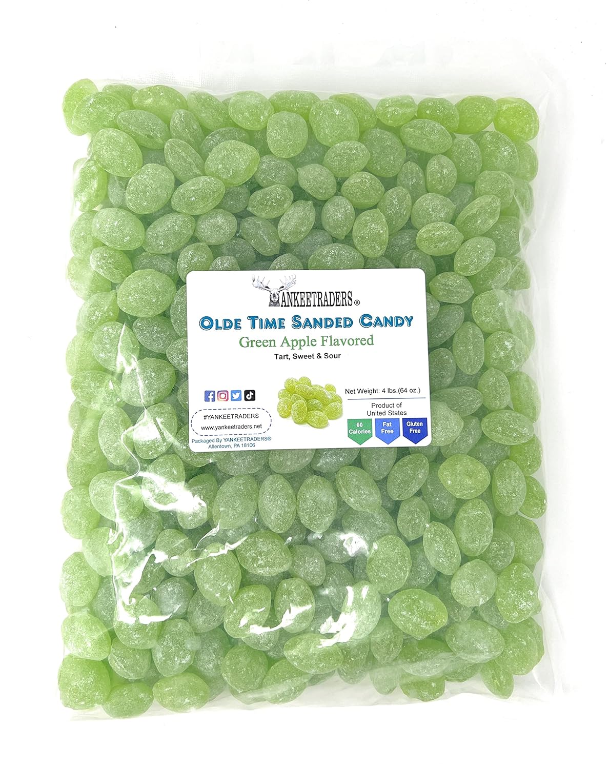 Sanded Green Apple Hard Candy Drops