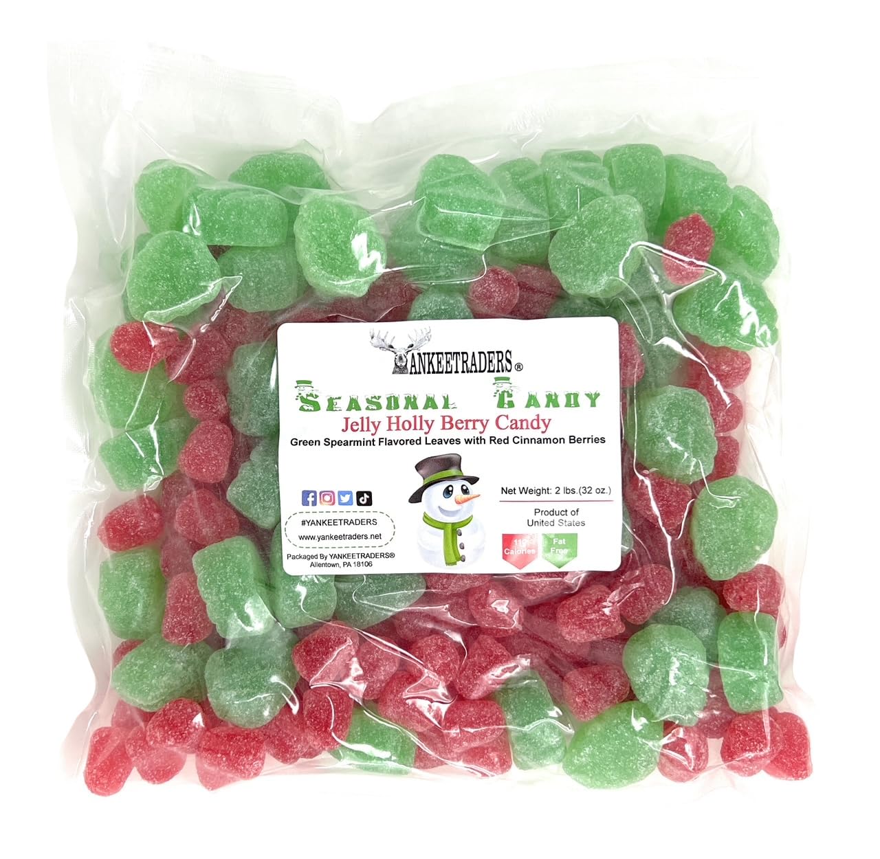 Holiday Jelly Holly & Berries - Spearmint & Cinnamon Christmas Candy
