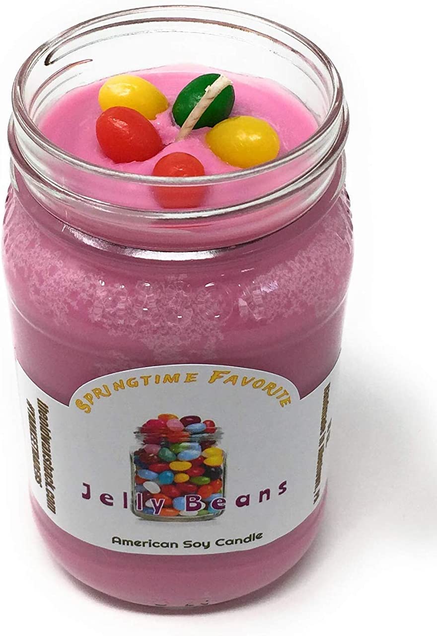 Chocolate Easter Bunny & Jelly Beans Soy Candles (2 Pack Gift Set, 16 Oz Mason Jars.)