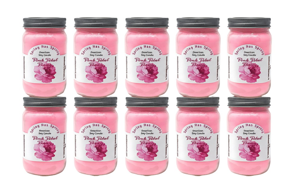 Pink Petal Peony Soy Candle - Spring Floral Scent, 16 oz Mason Jar, Gift Box Available