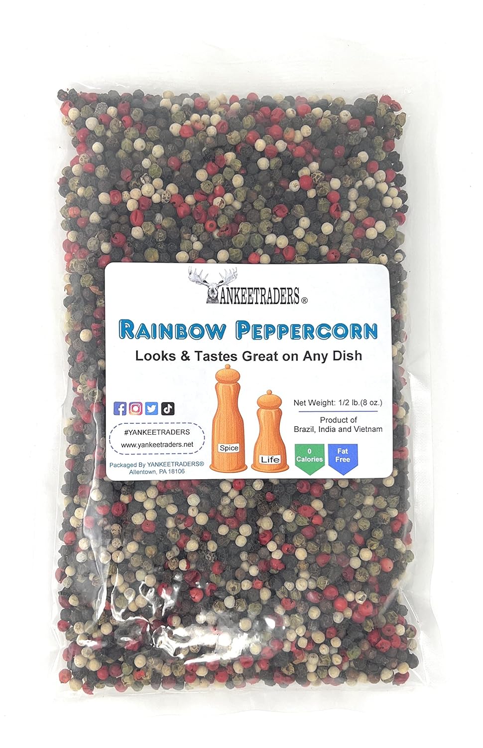 Peppercorns, Rainbow Assorted Whole, 8 Ounce