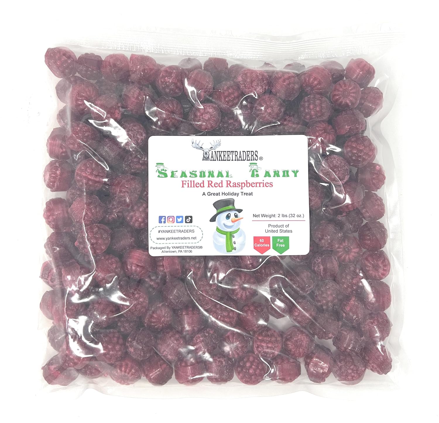 Red Raspberry Chocolate Filled Hard Candies - Unwrapped Bulk