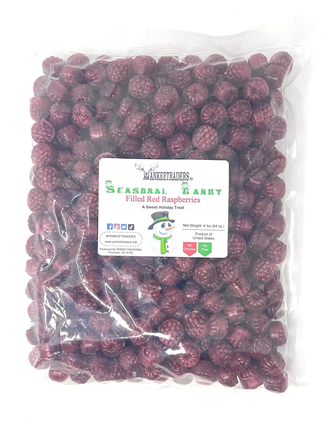 Red Raspberry Chocolate Filled Hard Candies - Unwrapped Bulk