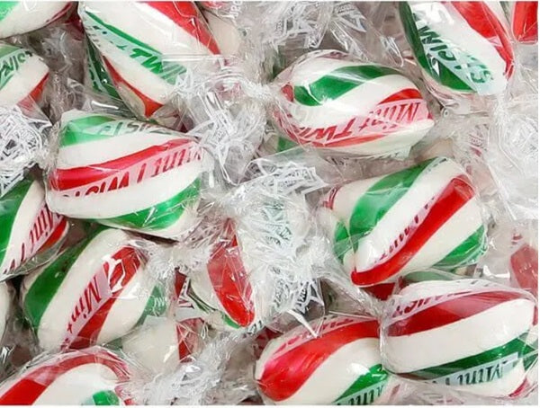 Red & Green Christmas Mint Twist Candies - Peppermint Bulk Candy