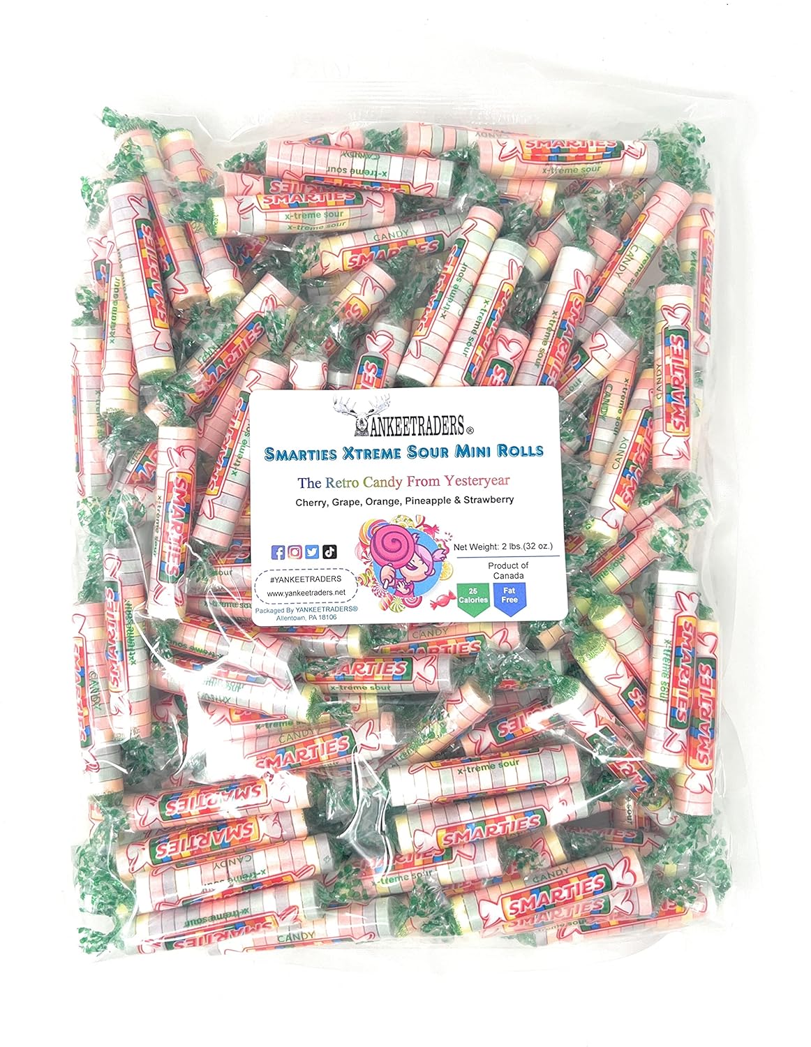 Smarties X-treme Sour Hard Candy | Intensely Tangy | Bulk 2, 4, 6 & 20 lb