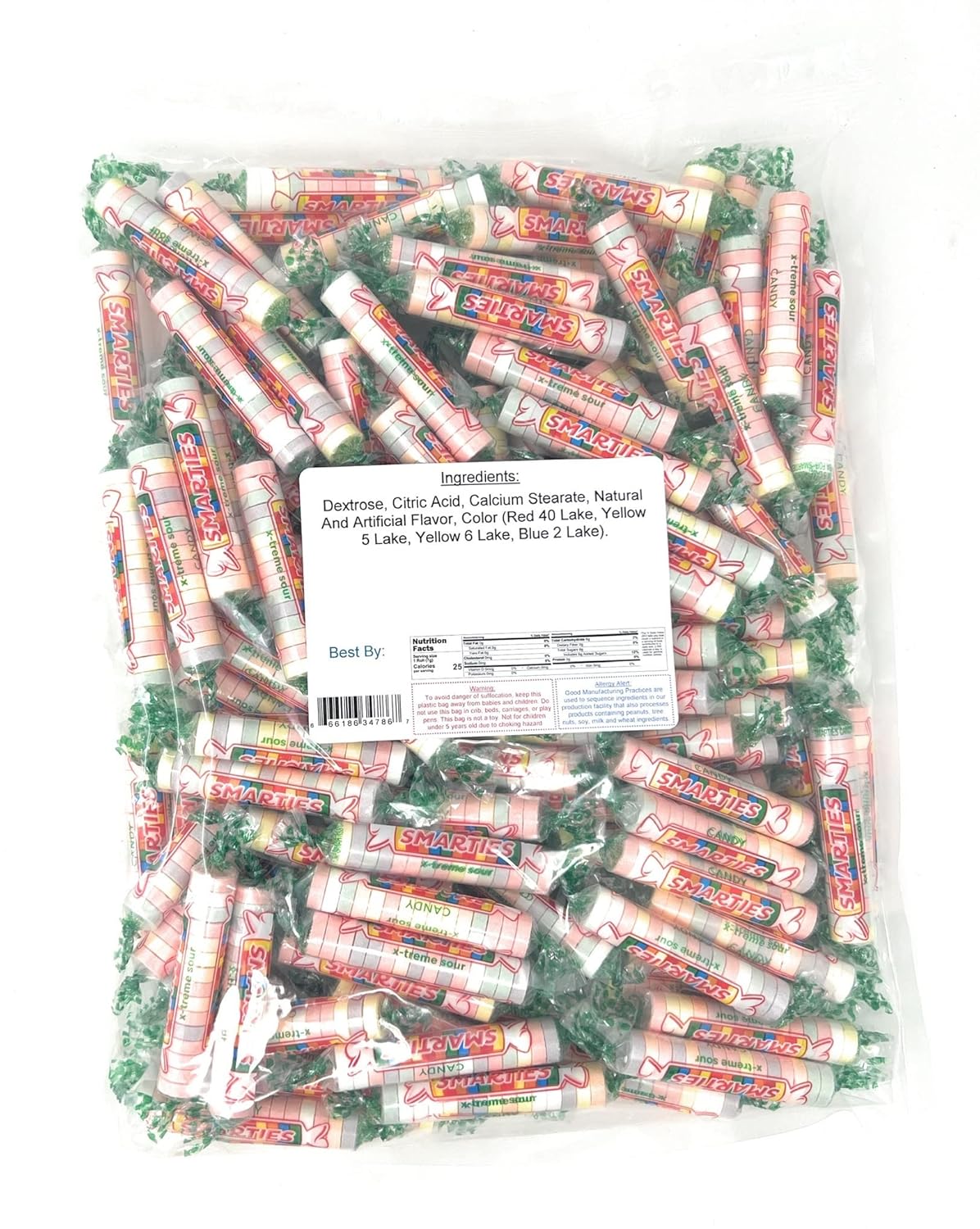 Smarties X-treme Sour Hard Candy | Intensely Tangy | Bulk 2, 4, 6 & 20 lb