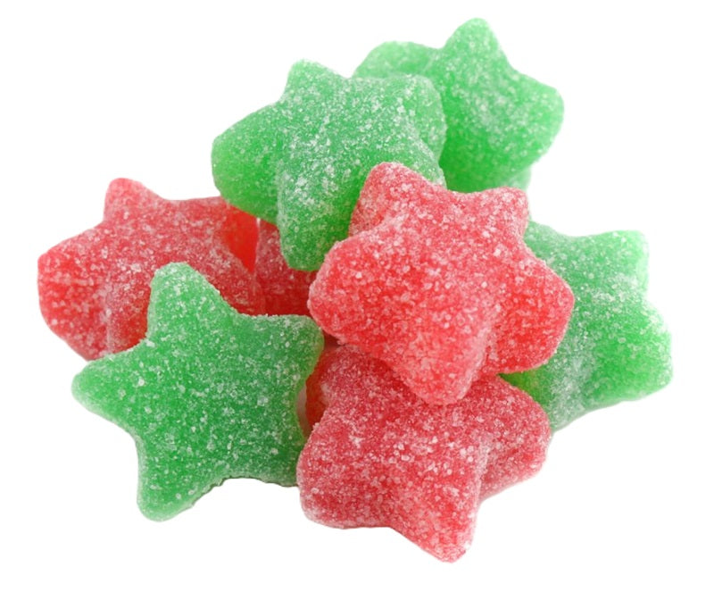 Red and Green Sour Jelly Stars - Holiday Candy