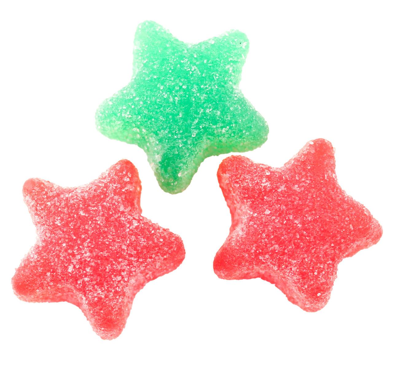 Red and Green Sour Jelly Stars - Holiday Candy