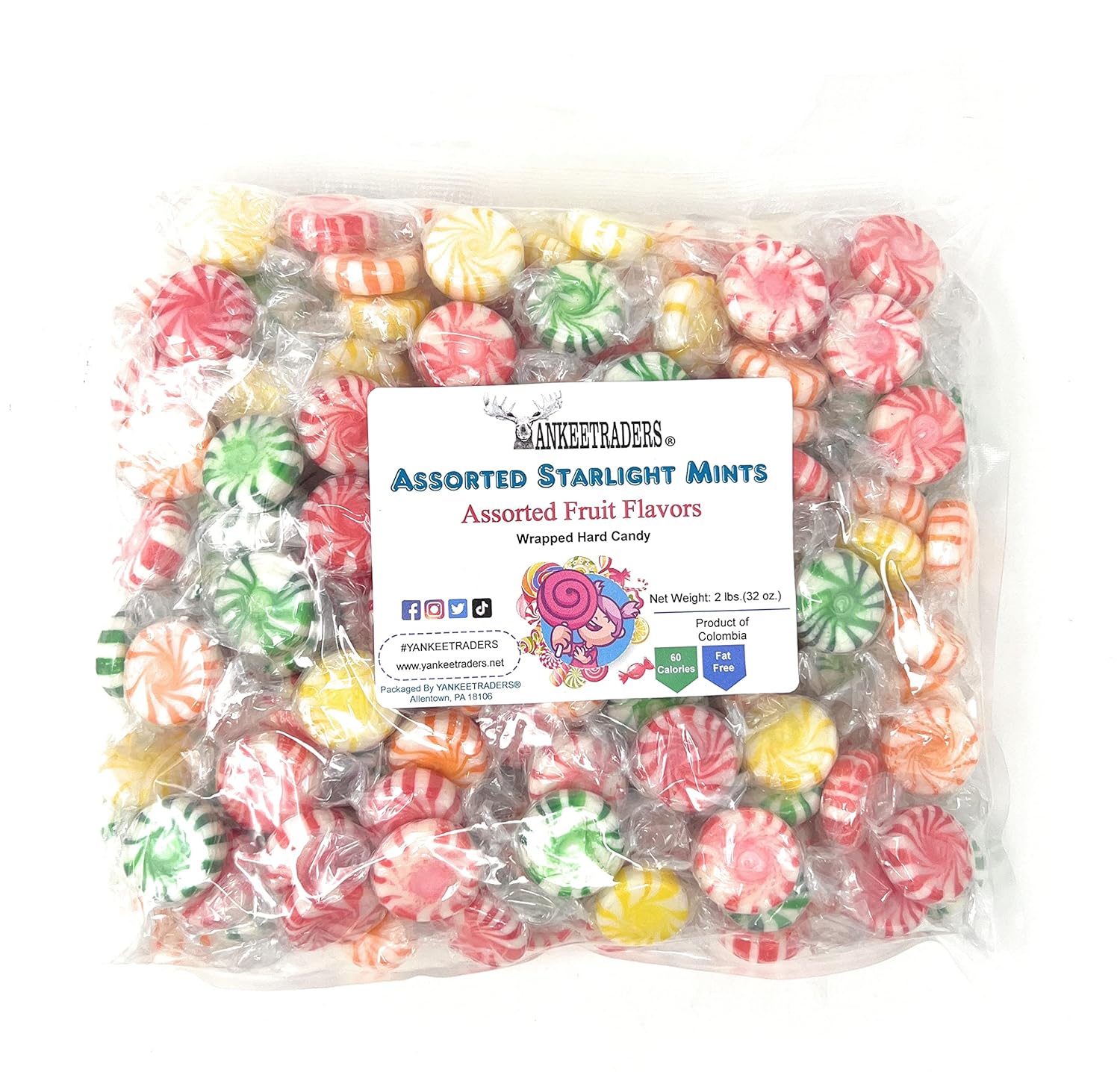 Assorted Fruit Starlight Candy – Individually Wrapped Hard Candy, Bulk 2, 4 & 20 lb