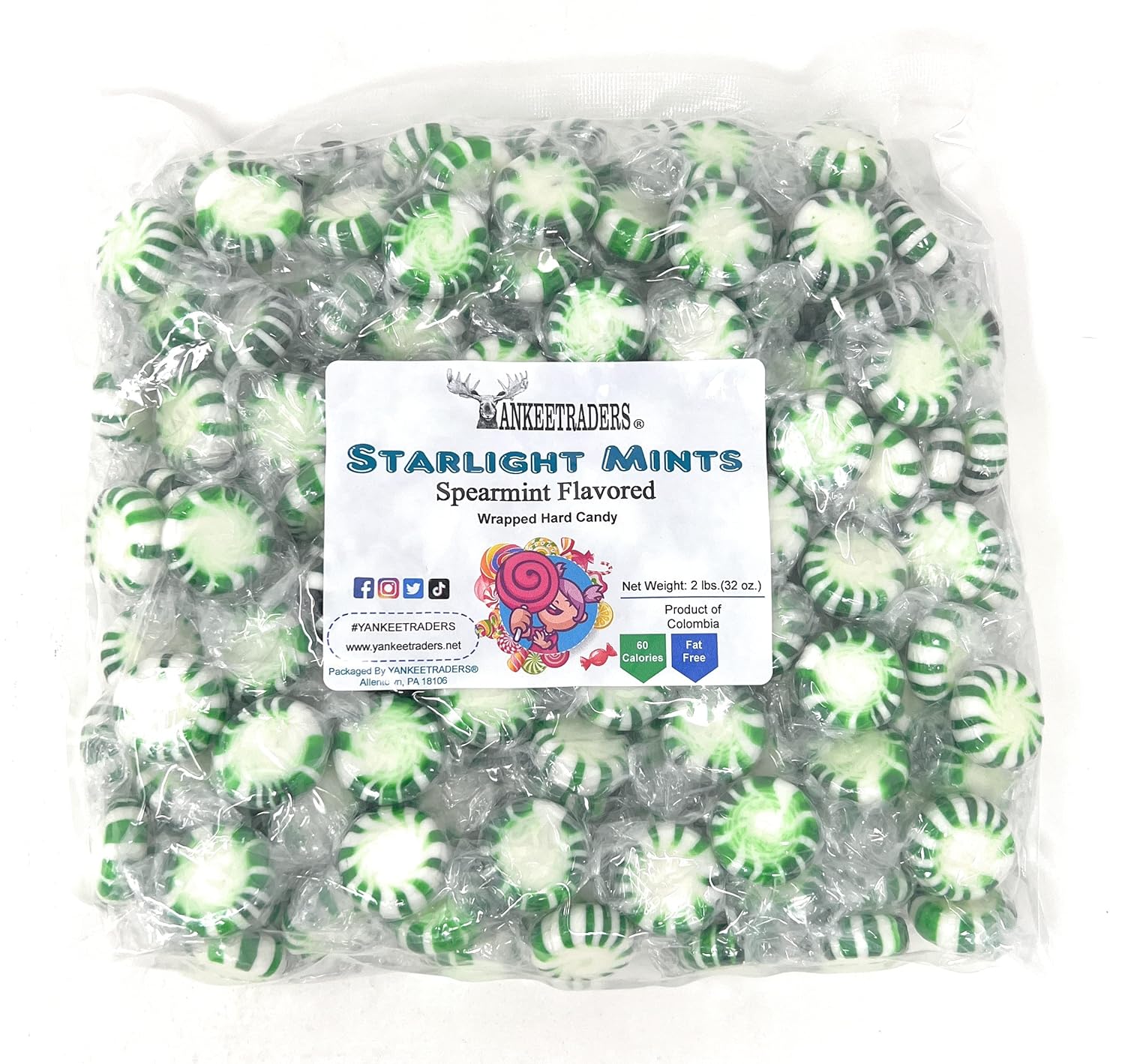 Spearmint Starlight Mints - Individually Wrapped Bulk Candy