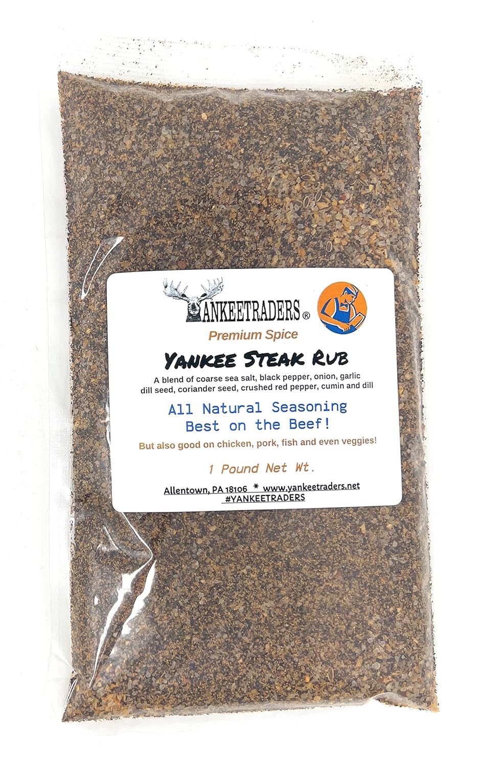 YANKEETRADERS® Steak Rub, Premium Spice Mix, 1 Pound Pack