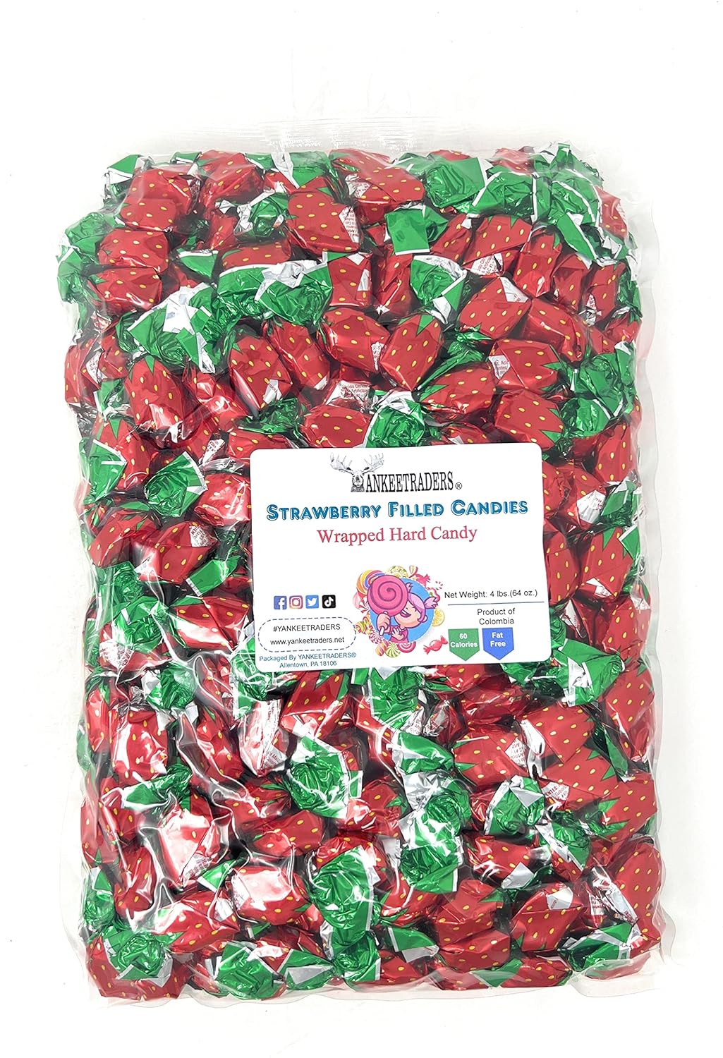 Strawberry Filled Hard Candy - Individually Wrapped Bulk Candy